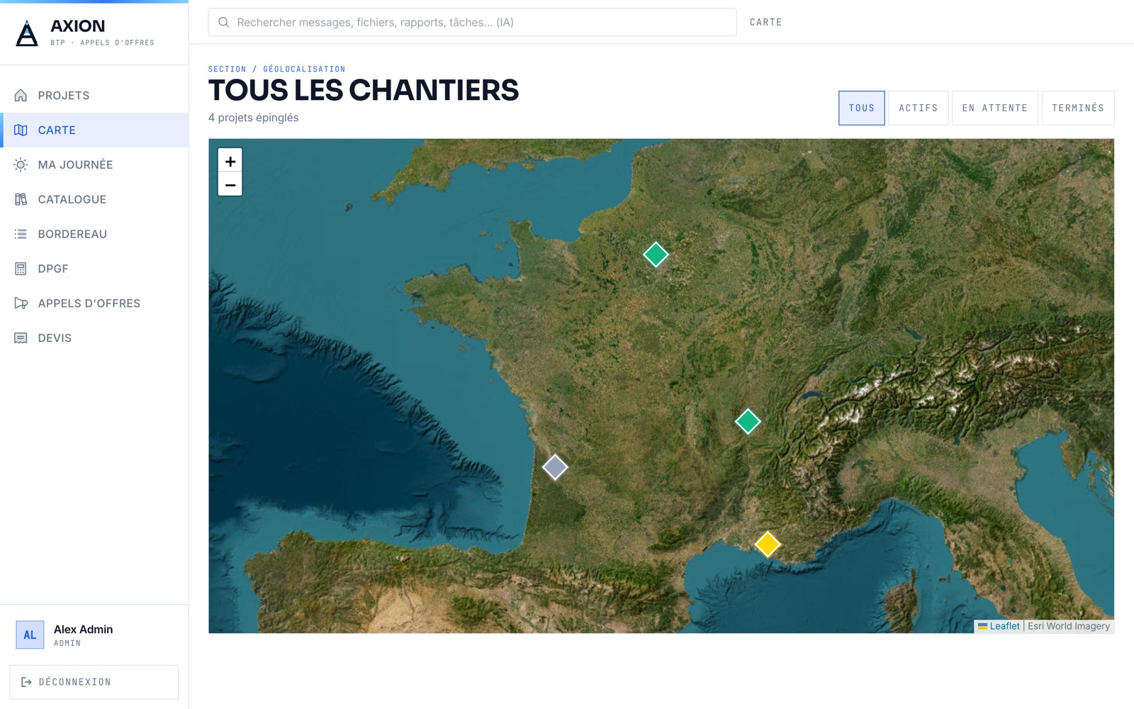 Carte des chantiers